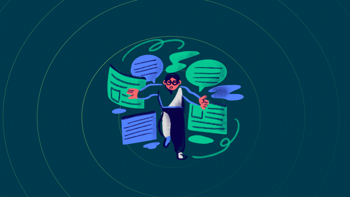A person who is surrounded by a lot of information