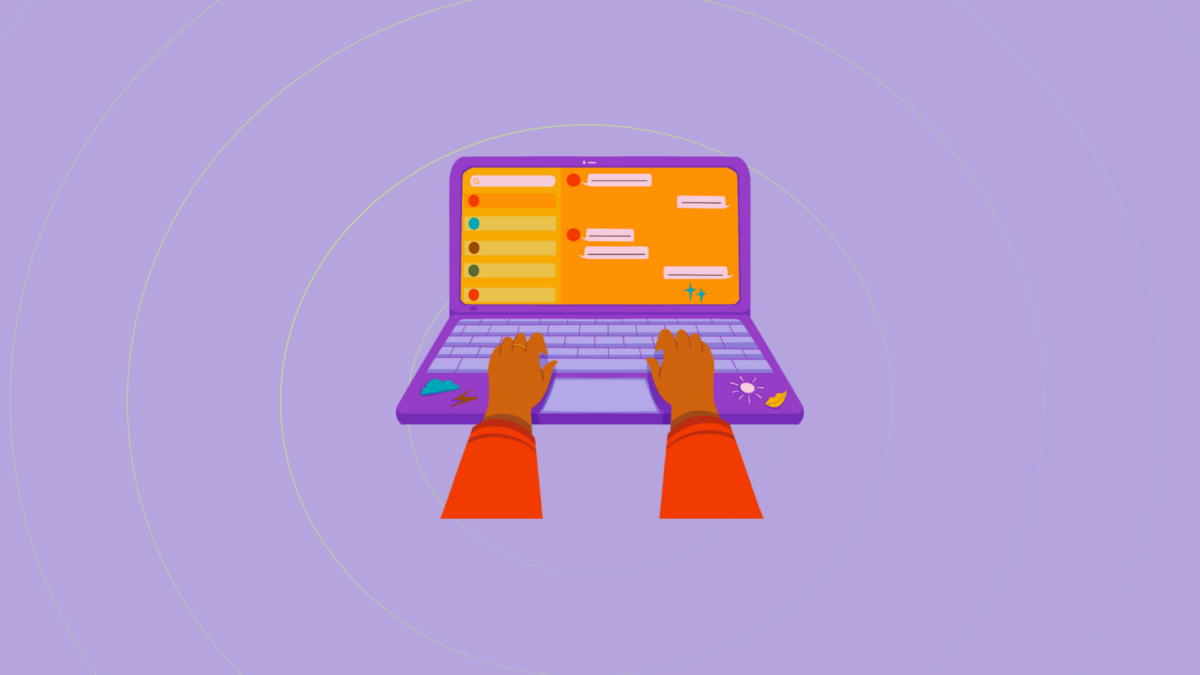 minimalist hands typing on a laptop